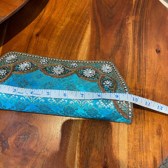 Blue Beaded Brocade Bag - Picture 6 of 7